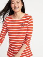 Old Navy Womens Relaxed Graphic Mariner-stripe Tee For Women Red Stripe Top Size Xs