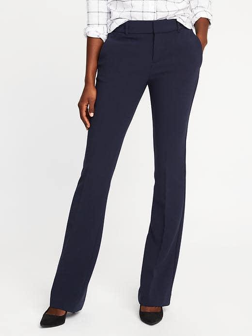 Old Navy Mid Rise Slim Flare Trousers For Women - In The Navy