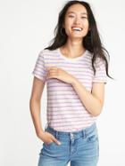 Old Navy Womens Striped Slub-knit Tuck-in Tee For Women Light Purple Stripe Size Xl