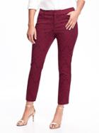Old Navy Mid Rise Pixie Jacquard Pants For Women - Cranberry Cocktail