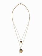 Old Navy Double Layer Pav Hammered Disc Necklace For Women - Gold
