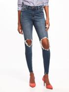 Old Navy Mid Rise Rockstar Distressed Ankle Jeans For Women - Medium Worn
