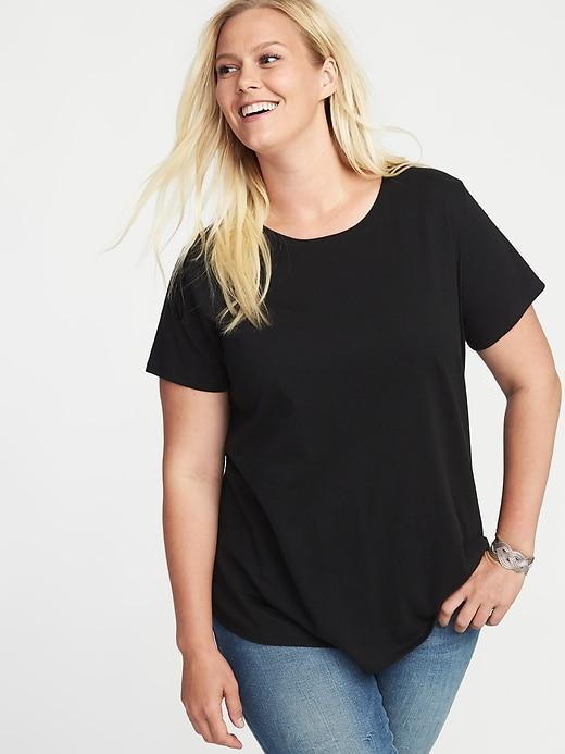 Old Navy Womens Everywear Plus-size Curved-hem Tee Black Size 1x