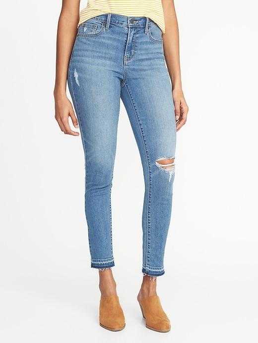 Old Navy Womens Mid-rise Curvy Distressed Skinny Ankle Jeans For Women Medium Authentic Wash Size 6