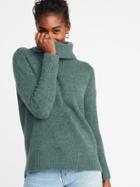 Old Navy Womens Slouchy Garter-stitch Turtleneck Sweater For Women Green Size M