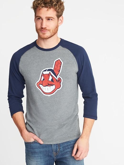 Old Navy Mens Mlb Team Raglan-sleeve Tee For Men Cleveland Indians Size L