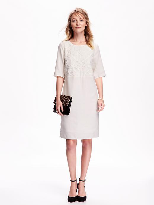 Old Navy Embroidered Shift Dress Size L Tall - Creme De La Creme
