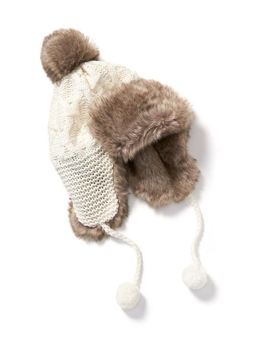 Old Navy Faux Fur Lined Trapper Hat For Women - Sea Salt
