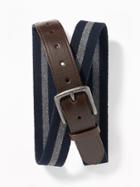 Old Navy Mens Stretch-canvas Belt For Men Gray/navy Stripe Size M