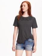 Old Navy Relaxed Graphic Scoop Tee For Women - B85 Dark Heather Grey