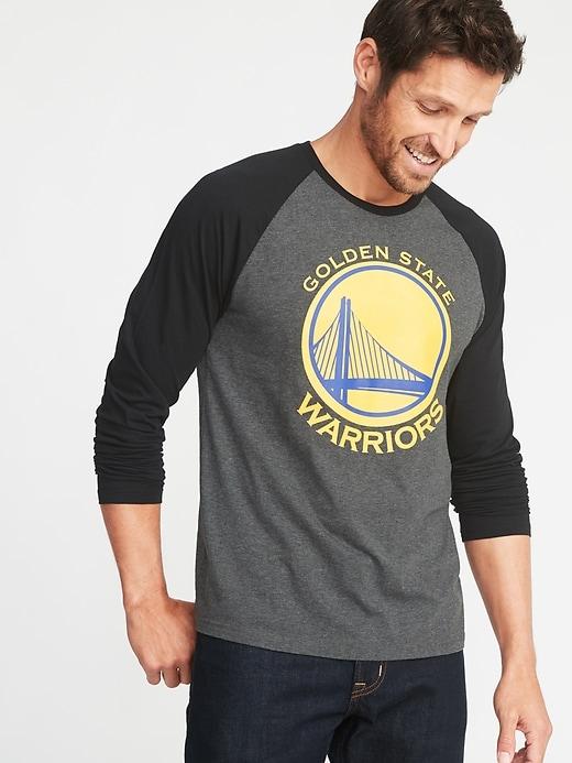 Old Navy Mens Nba Team-graphic Raglan-sleeve Tee For Men Golden State Warriors Size L