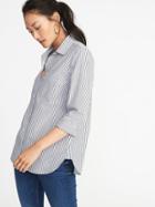 Old Navy Womens Relaxed Classic Tunic Shirt For Women Blue Stripe Size Xs