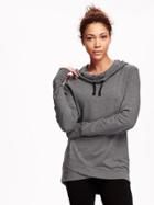 Old Navy Semi Fitted Crossover Hem Tunic Hoodie For Women - Dark Charcoal Gray