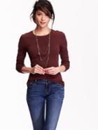 Old Navy Womens Perfect Fitted Tee Size L Tall - Red Wine Vinegar