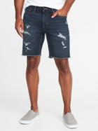 Old Navy Mens Slim Built-in Flex Denim Cut-off Shorts For Men (9) Destroyed Wash Size 31w