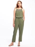 Old Navy High Neck Crochet Yoke Jumpsuit For Women - I Think Olive