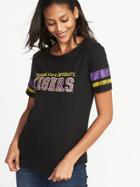 Old Navy Womens College-team Graphic Sleeve-stripe Tee For Women Lsu Size S