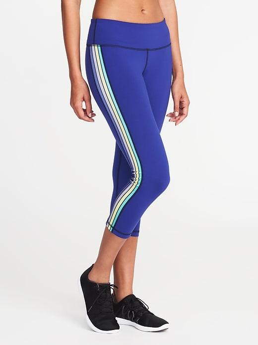 Old Navy Womens Mid-rise Side-stripe Compression Crops For Women Violet Blues Size Xxl
