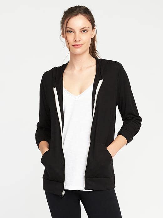 Old Navy Lightweight Jersey Zip Hoodie For Women - Blackjack