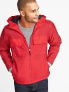Old Navy Mens Water-resistant Hooded Nylon Anorak For Men Red Size Xxl