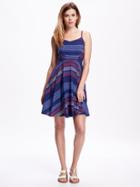 Old Navy Printed Cami Dress For Women - Blue Multi Stripe