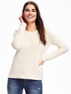 Old Navy Relaxed Textured Crew Neck Pullover For Women - Creme De La Creme