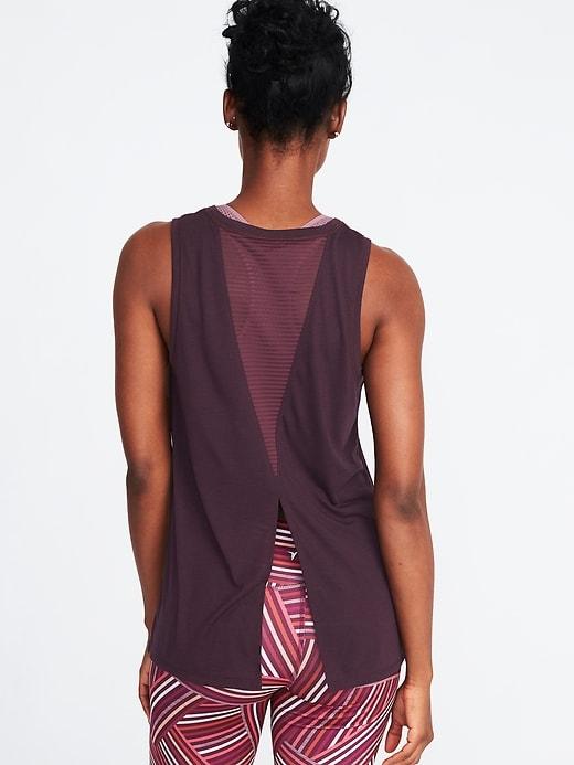 Old Navy Womens Ultra-light Stripe-mesh Tie-back Tank For Women Sumptuous Purple Size Xxl