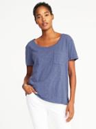Old Navy Womens Boyfriend Slub-knit Scoop-neck Tee For Women Majestic Sea Size Xs