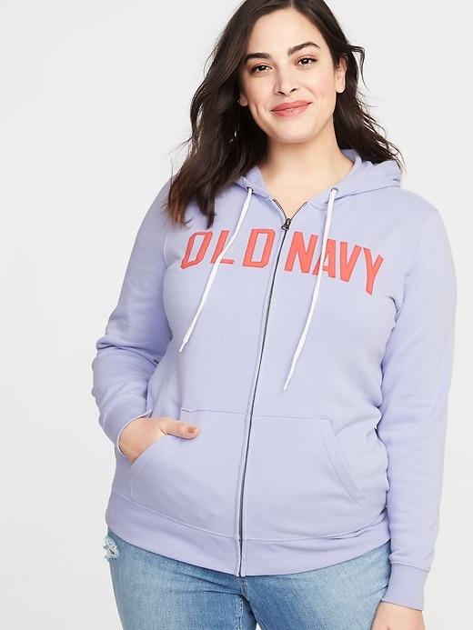 Relaxed Plus-size Logo-graphic Zip Hoodie