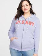 Relaxed Plus-size Logo-graphic Zip Hoodie