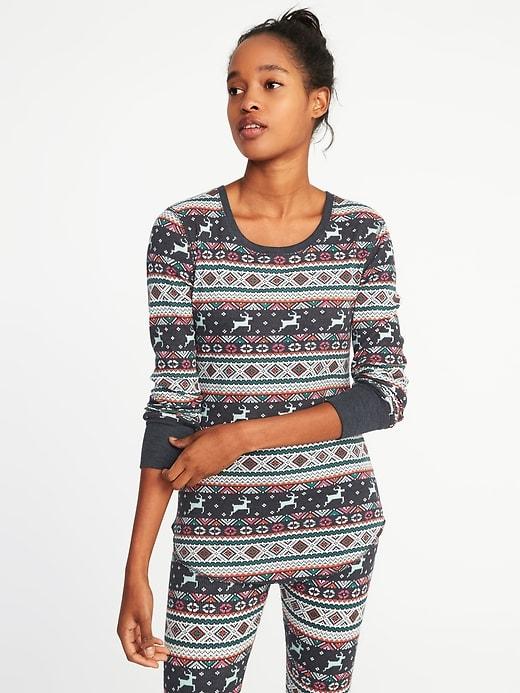 Old Navy Womens Fitted Thermal Tee For Women Reindeer Games Size Xs