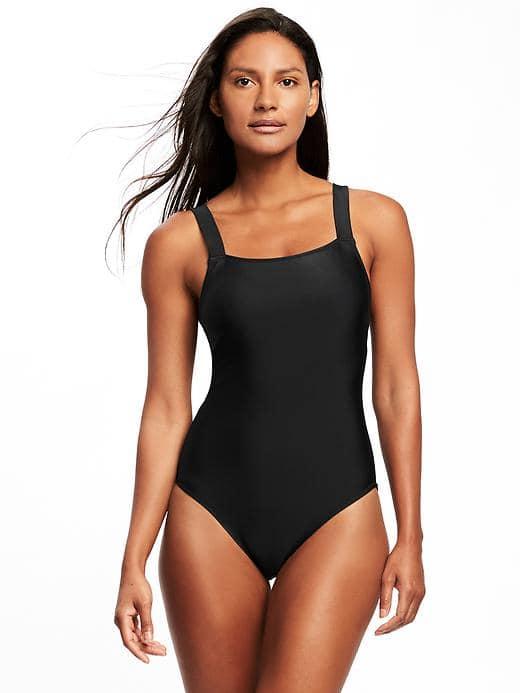 Old Navy Square Neck Tie Back Swimsuit For Women - Ebony