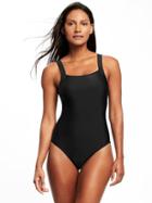 Old Navy Square Neck Tie Back Swimsuit For Women - Ebony