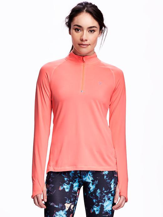 Old Navy 1/2 Zip Pullover For Women - Cora Coral Neon Poly