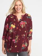 Old Navy Womens Plus-size Popover Tunic Burgundy Floral Size 3x