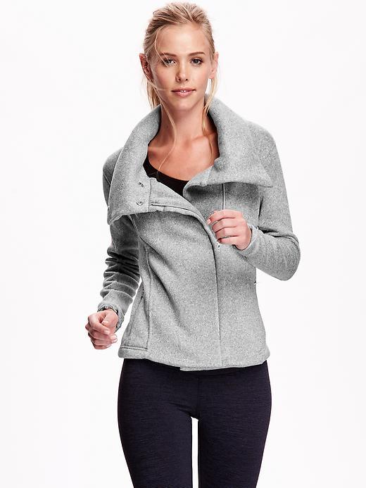 Old Navy Funnel Neck Fleece Zip Jacket - Light Heather Gray