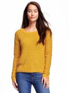 Old Navy Hi Lo Honeycomb Stitch Pullover For Women - Gold Bars