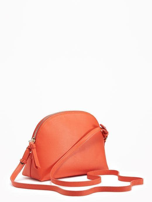Old Navy Faux Leather Half Moon Bag For Women - Hot Tamale