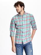 Old Navy Slim Fit Brushed Twill Shirt - Coral Sizzle