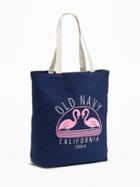Old Navy Womens Logo-graphic Canvas Tote For Women Flamingo Navy Size One Size