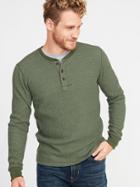 Old Navy Mens Chunky-textured Thermal-knit Henley For Men Matcha Green Size M