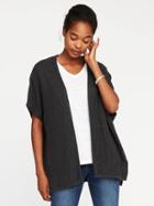 Old Navy Textured Open Front Poncho For Women - Dark Charcoal Gray