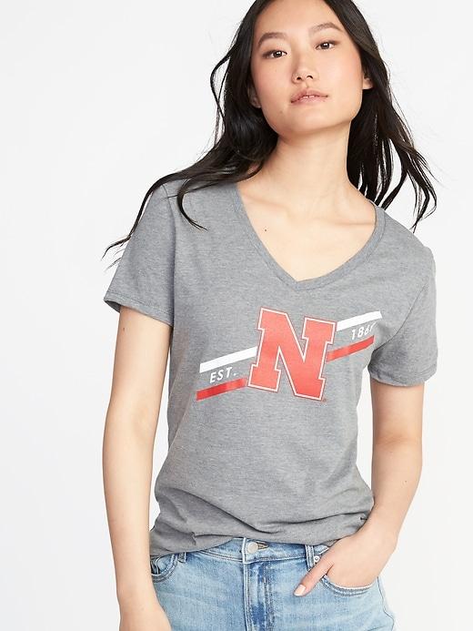 Old Navy Womens Ncaa Team V-neck Tee For Women Nebraska Corn Size S