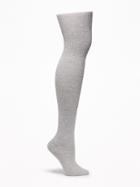 Old Navy Womens Rib-knit Tights For Women Gray Size L/xl