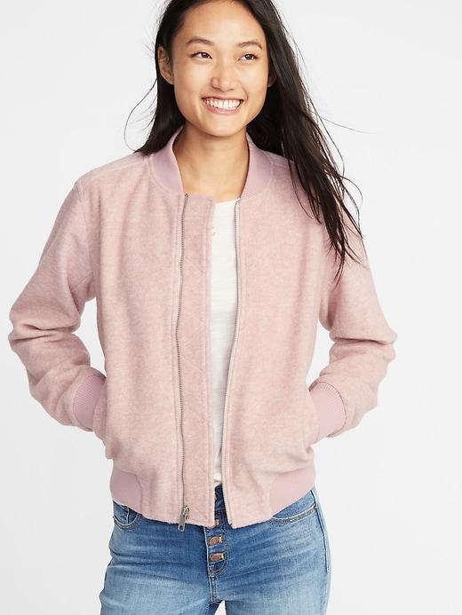 Old Navy Womens Textured Jacquard Zip Bomber Jacket For Women Light Pink Heather Size Xxl