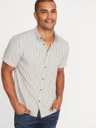 Old Navy Mens Slim-fit Indigo-stripe Twill Shirt For Men Indigo Stripe Size L