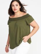 Old Navy Womens Relaxed Plus-size Off-the-shoulder Top Hunter Pines Size 3x