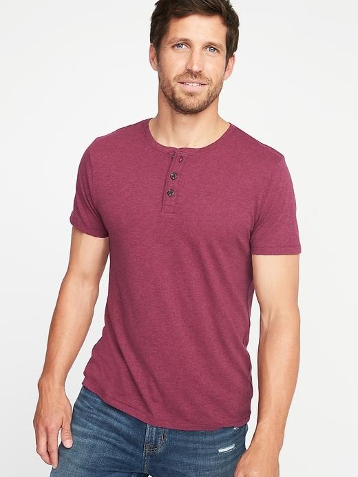 Old Navy Mens Soft-washed Henley For Men Boysenberry Juice Size S