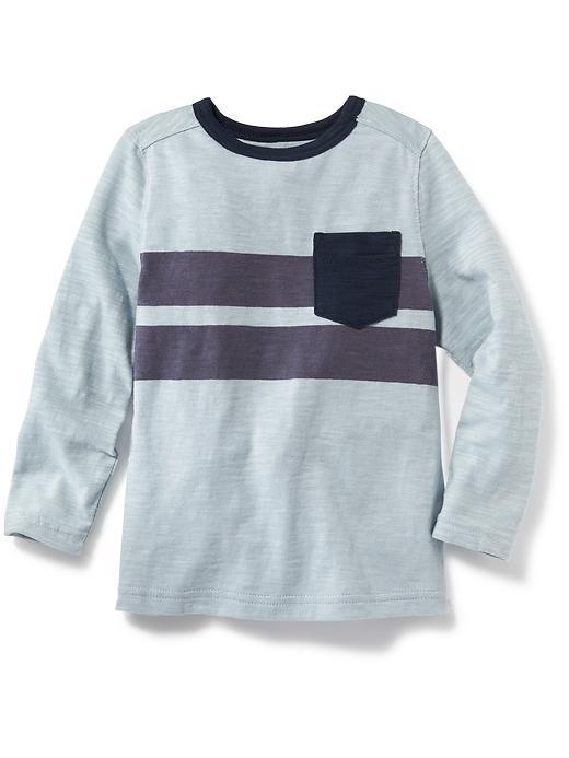 Old Navy Long Sleeve Two Bar Pocket Tee - San Francisco Sky
