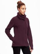 Old Navy Go Warm Asymmetrical Zip Fleece Jacket For Women - The Grape One Poly